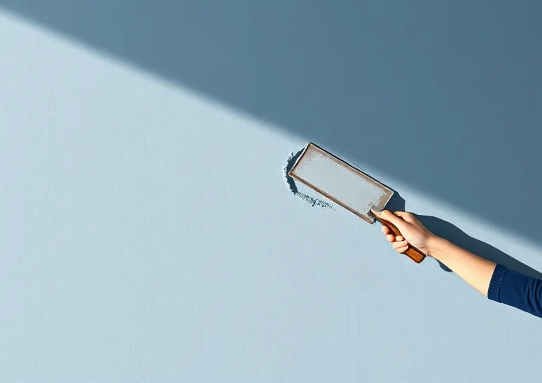 Application d'un enduit décoratif à la lisseuse sur un mur